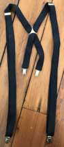 Vtg Style Formal Tuxedo Elastic Adjustable Black Brass Clip Suspenders B... - £19.65 GBP