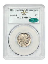 1937-S 5C PCGS/CAC MS67+ Ex: D.L. Hansen - £6,860.58 GBP