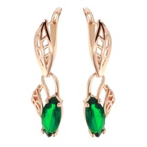 New 585 Rose Gold Color Long Dangle Earrings for Women Rhombus Green Natural Zir - £7.07 GBP
