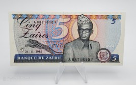 Zaire Banknotes, 5 Zaires 1985 P-26a UNC - $4.94