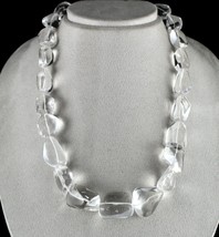 Natural Rock Crystal Quartz Beads Cabochon 1 Line 920 Carats Gemstone Necklace - £132.50 GBP