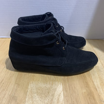 AMERICAN EAGLE OUTFITTERS Black Suede Faux Fur Ankle Moccasin Booties Si... - $337.01 MXN