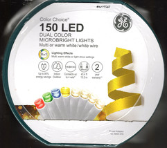 GE 5270947 150CT DUAL COLOR MICROBRIGHT LED MULTICOLOR/WHITE 8 IN 1 43&#39; ... - £19.88 GBP