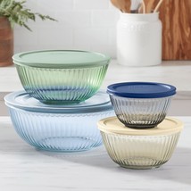 Pyrex Mixing Bowls Glass Food Containers Bowl Set With Lids Wear Nesting 8PC New - $29.99