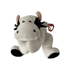 TY Pillow Pals MOO Cow Black &amp; White Floppy Stuffed Baby Toy 14&quot; - £11.32 GBP