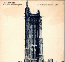 c1920 Paris and Its Wonders #55 St Jacques Tower LIP Collotype Postcard - $9.95