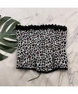 Fredericks Of Hollywood Corset Top Size 38 White Black Leopard Animal Pr... - $31.12 CAD