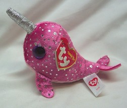 TY Teenie Beanie NELLY THE PINK SPARKLY NARWHAL 5&quot; Plush STUFFED ANIMAL ... - £11.68 GBP