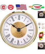 Elegant 3-1/8 Inch Mini Quartz Clock Insert with Gold Trim for Classic D... - $333.08 MXN