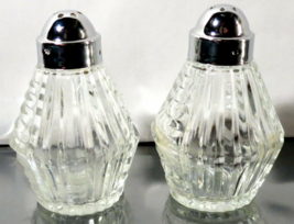 Vintage Anchor Hocking Clear Glass Salt &amp; Pepper Shaker Condiment Set - £7.55 GBP