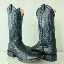 Rod Patrick Mens Cowboy Boots 12AA  Black Full Quill Ostrich Leather 14&quot; RPM109 - $886.05