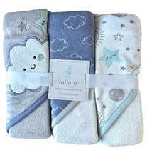 Set of 3 Lullaby Lane 28&quot;x28&quot; Hooded Towels - Soft &amp; Absorbent - Blue &amp; Gray - £10.68 GBP