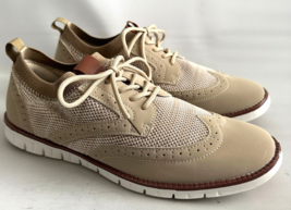 Joomra Men&#39;s Beige Size 10.5 EUR 44 Wing Tips Lightweight Lace Up Shoes - $16.79