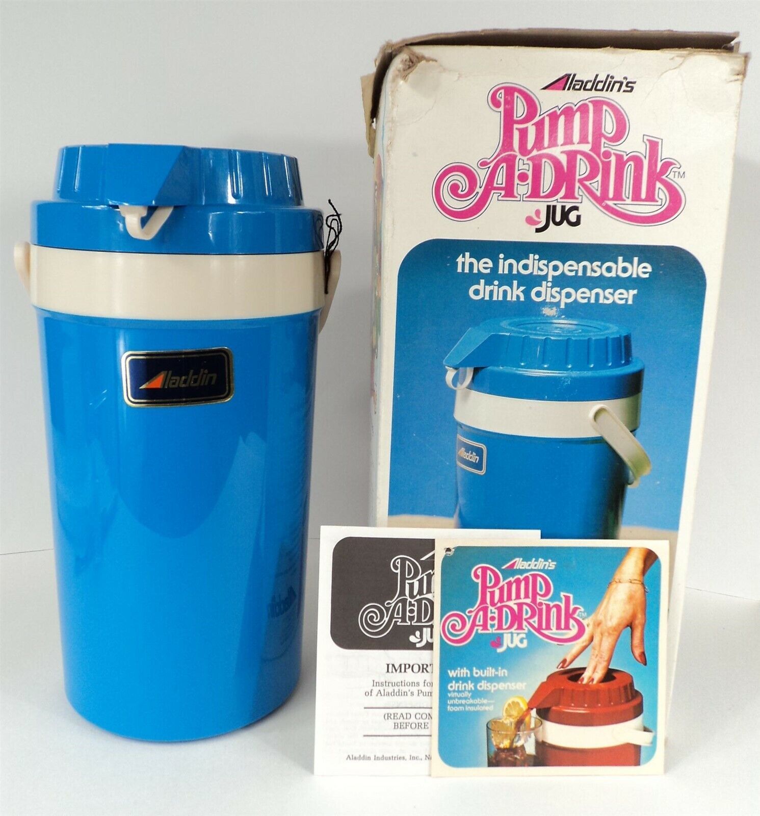 Vintage Aladdin Pump A Drink Jug - Blue - Insulated - 0.5 Gallon - New in Box - $23.12