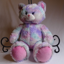 Build A Bear Stuffed Kitty Cat Pastel Rainbow Cotton Candy Colors 16&quot; BAB Animal - £9.31 GBP
