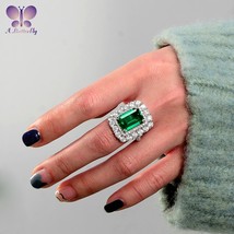 AButterfly 100% 925 Sterling Silver 10x14 MM Emerald Cut High Quality SONA Simul - £57.50 GBP