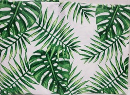 Heavy Flannel Back Vinyl Tablecloth, 52&quot; X 90&quot; Oblong, Green Tropical Leaves,Hs - £13.08 GBP