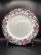 Paragon 10.5&quot; dinner plate &quot;Westdale&quot; bone china floral wreath gold rim ... - $30.72