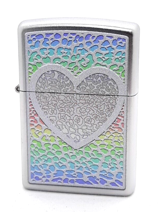 Primary image for Multi-Colored Crackle Pattern Heart Zippo Lighter Satin Chrome