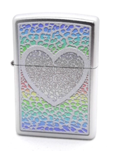 Multi-Colored Crackle Pattern Heart Zippo Lighter Satin Chrome - $28.99