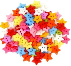 50 Star Buttons Colorful Jewelry Making Sewing Supplies Assorted Lot 15mm - $6.23