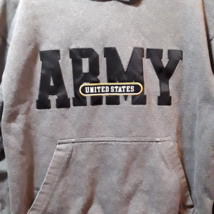 G George Mens Hoodie Grey Medium United States Army Hood Pullover Big Cotton - $10.43