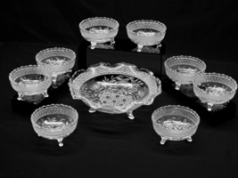HTF Vintage INDIANA GLASS 9-Piece Bowl Set ROSE POINT BAND - Fruits, Des... - $776.72 MXN