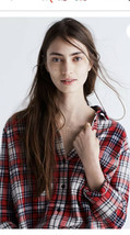 MADEWELL Oversized Ex-boyfriend Plaid Flannel Shirt In Carl Plaid SZ XXS - £11.67 GBP