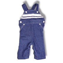 Vintage Healthtex Baby Girl 3 Months Denim Overalls USA Made Dark Wash Pink Trim - £14.18 GBP