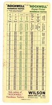 Rockwell Kent Tool Co advertising pocket chart hardness tester vintage - $14.00