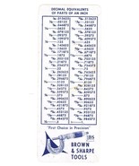 Brown Sharp Tools advertising pocket chart tap drills 1956 vintage - €12,05 EUR Brown Sharp Tools advertising pocket chart tap drills 1956 vintage - €12,05 EUR
