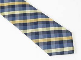 Men's Nicole Miller Tie Classic Woven Silky Feel #Nicole-3 Yellow Blue Checker image 4