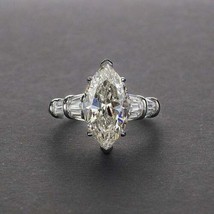 Marquise Cut 2.80Ct Five Diamond 14k White Gold Finish Engagement Ring Size 7.5 - £90.08 GBP