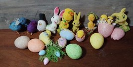 Vintage Flocked Styrofoam Easter Project DIY Crafts Chicks Bunnies Eggs Lot 18 - £32.95 GBP