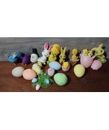 Vintage Flocked Styrofoam Easter Project DIY Crafts Chicks Bunnies Eggs ... - £33.55 GBP