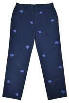 Brooks Brothers Men Navy Blue Clark Fit Floral Embroidered Pants 34W 30L... - £55.22 GBP