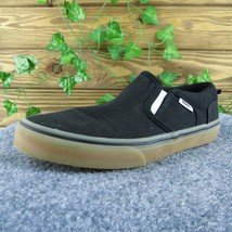 VANS Boys Slip-On Shoes Athletic Black Fabric Slip On Size Y 5.5 Medium - $24.75