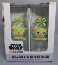 Disney Star Wars The Mandalorian Galaxy&#39;s Greetings 12 Oz Cooler Glass 2-Pack - £15.52 GBP