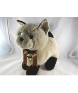 Siamese Cat Plush Blue eyes Kitty with Bow &amp; Bell Vintage Korea made Mer... - $27.05 CAD