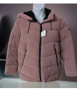 DKNY Puffer Jacket Women's  Fur Lined Velvet Touch Parka  Pink Size XL - $64.34