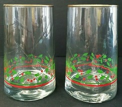 Vintage Arbys 1984 Holly Berry Drinking Glasses 5.25&quot; x 3&quot; Set of 2 - £11.01 GBP