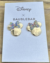 NWT Disney x Baublebar Minnie Mouse Gold Plated Multicolor Crystal Bow E... - £17.62 GBP