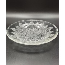 Bread Butter Plate Dessert Bowl Clear Glass FLowers Leaves Kig Indonesia... - $26.40