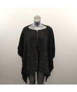 My Style Women&#39;s Full Zip Poncho Sweater O/S Black Knit Boat Neck Acrylic  - £10.89 GBP
