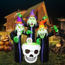 Halloween Inflatable Outdoor, 6.2Ft Witch Inflatable Yard Decoration 3 Witch Aro - £73.77 GBP