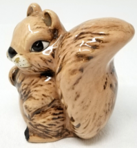 Sly Mischievous Cute Squirrel Figurine Ceramic 1970s Textured Brown Vintage - £11.91 GBP