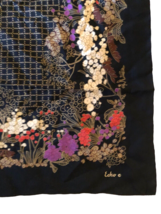 Echo Scarf Vintage Black Purple Red Floral Asian Inspired Artsy Y2K Whim... - $35.69
