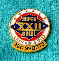 Super Bowl Xxii (22) - Abc Sports Network Tv - Logo - Nfl Lapel Pin - Rare!!!!!! - $29.65