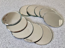 Set of 10 Four Inch Round Beveled Mirrors - £27.37 GBP