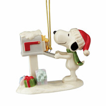 Lenox Peanuts Snoopy&#39;s Letter to Santa Ornament Figurine Woodstock Mailbox NEW - £24.37 GBP